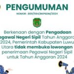 Pemkab Lutra Tak Buka Lowongan CPNS, Ini Alasannya